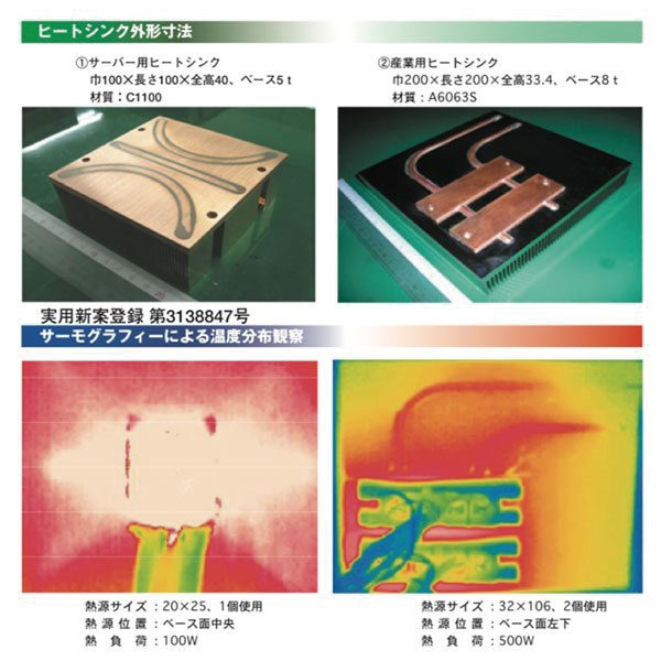 ヒートパイプ埋め込み式ヒートシンクのイメージ画像
