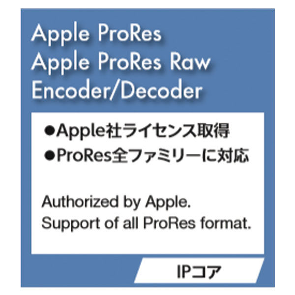 コンパクトな設計で小さな回路規模での動作が可能なProRes IPのイメージ画像