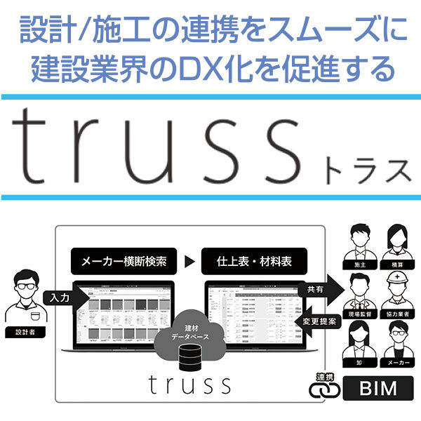 設計/施工の連携をスムーズに建設業界のDX化を促進する「truss」のイメージ画像